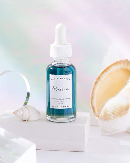 Earth Harbor | MARINA Biome Brightening Ampoule - Brightens & Balances | Blue Tansy + Spirulina + Squalane | 1 fl oz