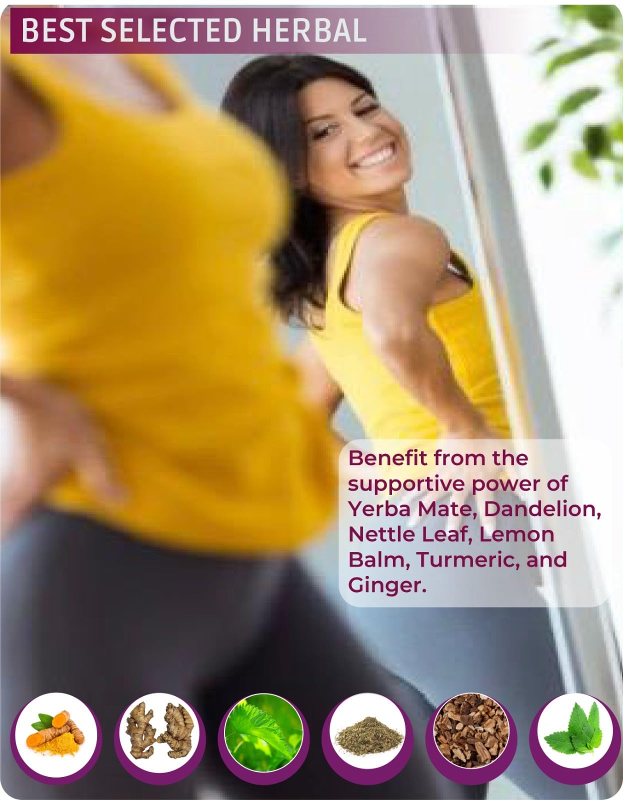 MenoXTrim Organic Menopause Relief: Hormone Balance | Bloating | Hot Flashes | Excess Water | Midlife Belly | Yerba Mate, Dandelion, Nettle Leaf, Lemon Balm, Turmeric, Ginger | Natural Açai Flavor.