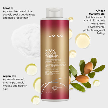 Joico K-PAK Color Therapy Color-Protecting Shampoo | For Color-Treated Hair | Boost Shine | Improve Elasticity | Repair Breakage | Rebuild Damaged Hair | With Keratin & Argan Oil