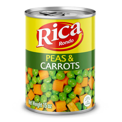 Rica Rondo Peas and Carrots, Canned Vegetables, 15 oz Can (Pack of 12)