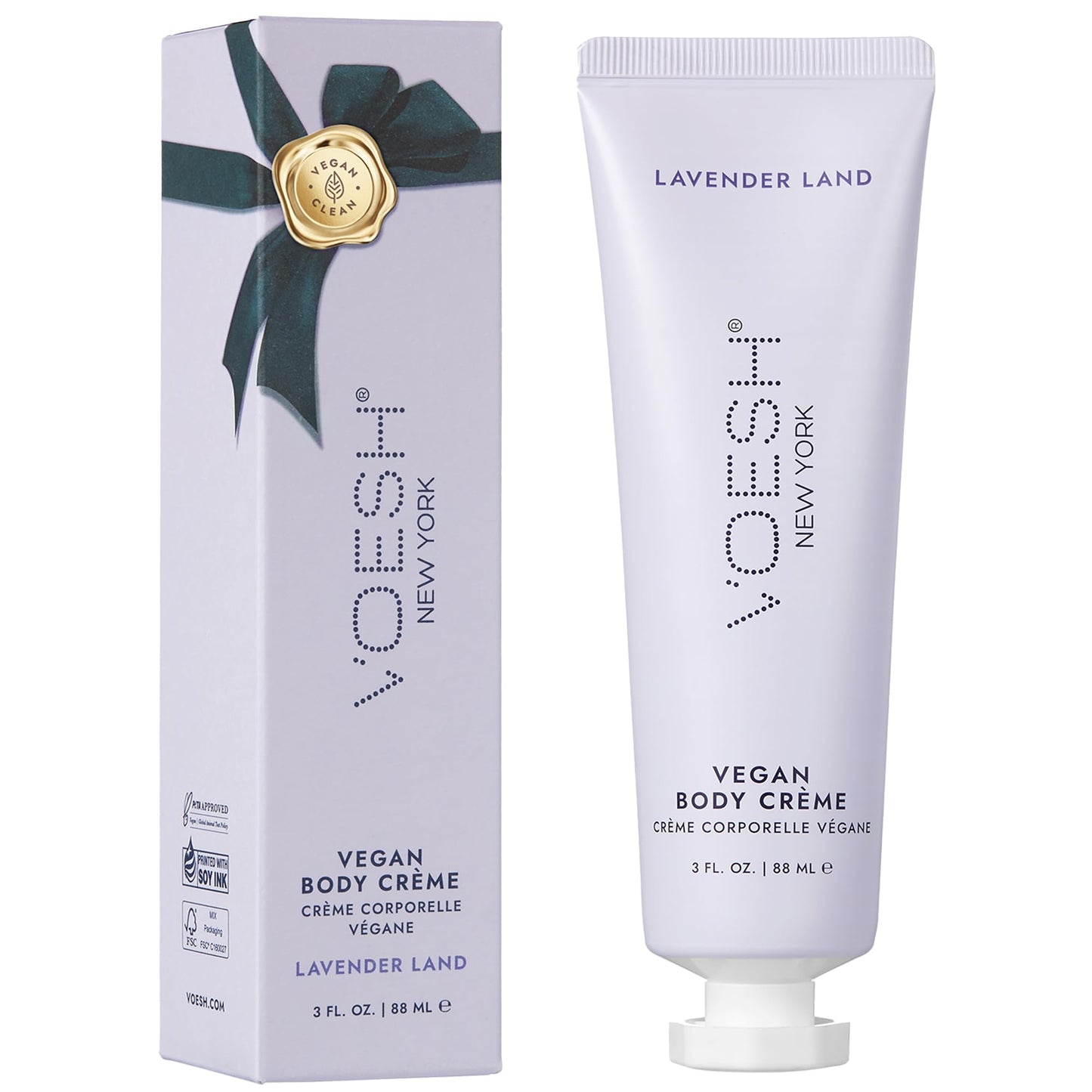 VOESH Vegan Body Creme - Skin Moisturing Cream, K-Beauty Korean Skincare, Lavender Land - 3oz