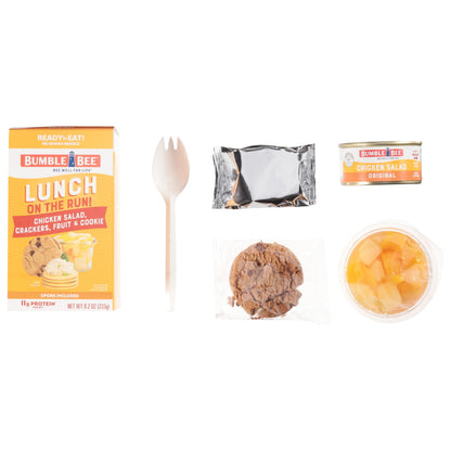 Bumble Bee Lunch On The Run Chicken Salad with Crackers Kit, 8.2 oz (Pack of 4) - Ready to Eat, Includes Crackers, Cookie & Mixed Fruit - Shelf Stable & Convenient Source of Protein, Easy Open Can