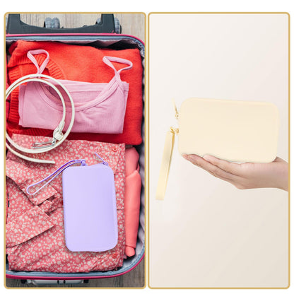 Silicone Period Bags, 2 Pcs Tampon Pouch with Zipper and Handle, Sanitary Napkin Holder for Purse, Keeping Discreet Feminine Products
