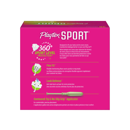 Playtex Sport Tampons Super Plus Absorbency, Fragrance-Free - 36ct | Super Plus Tampons for Women, Feminine Care, Playtex Tampon with 360 Leak Defense