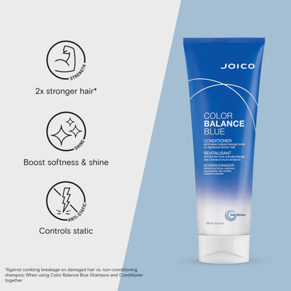 Joico Color Balance Blue Conditioner | For Lightened Brown Hair | Eliminate Brassy Orange Tones | Boost Color Vibrancy & Shine | UV Protection | With Rosehip Oil & Green Tea Extract