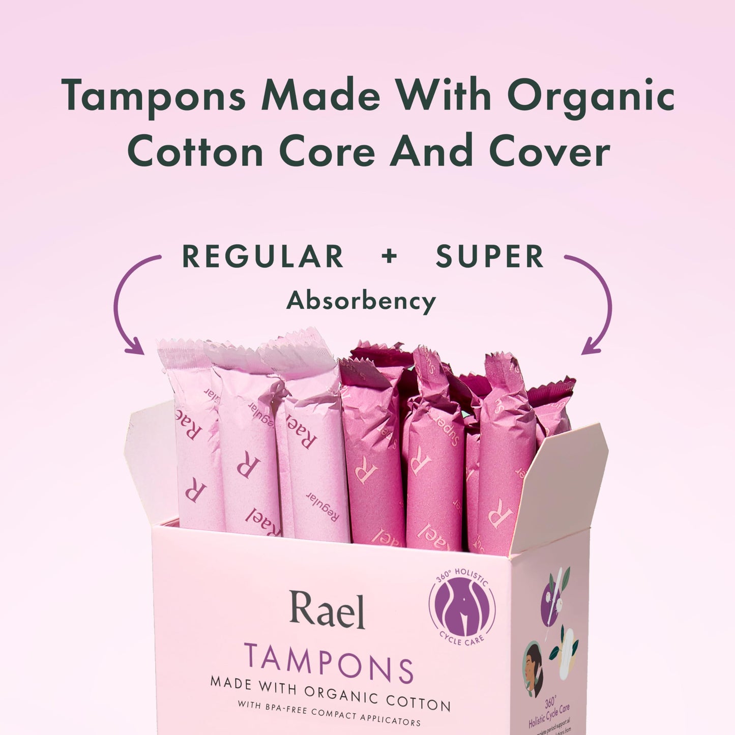 Rael Bundle - Compact Applicator Tampons Made with Organic Cotton, Multipack (Regular & Super, 36 Count) & PMS Supplement for Women (28 Capsules)