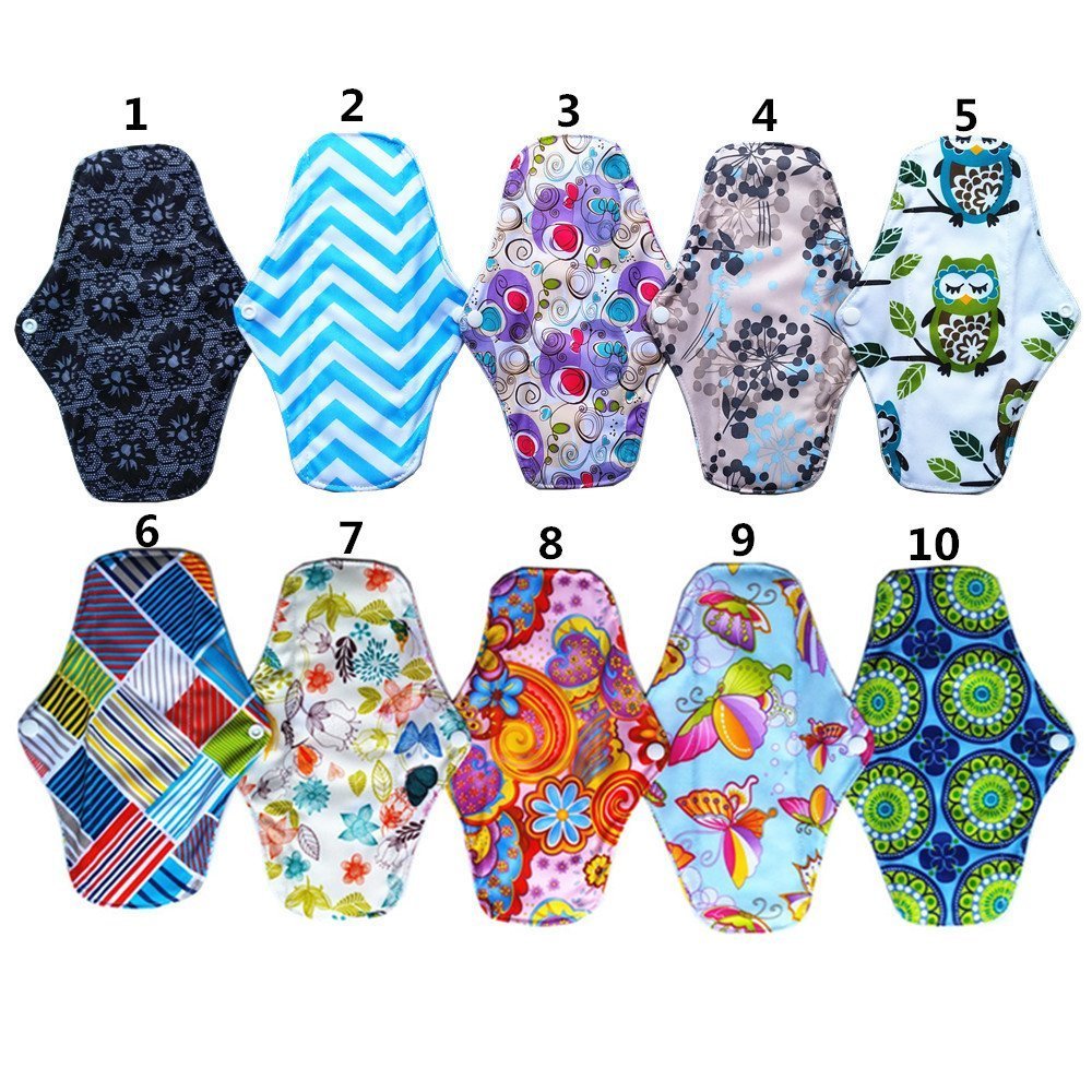 10Pieces 10Inch Reusable Washable Menstraul Pads Sanitary Pads