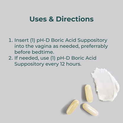pH-D Feminine Health Support - Boric Acid Moisturizing Suppository - Woman Owned - for Vaginal Odor - Paraben-Free and Cruelty-Free - 14 Count