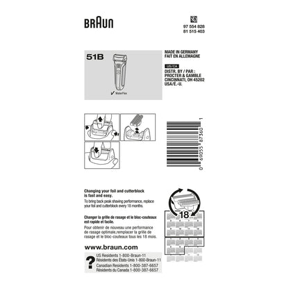 Braun Series 5 Old Generation Electric Shaver Replacement Head - 51B - Compatible with Waterflex Electric Razor WF2s