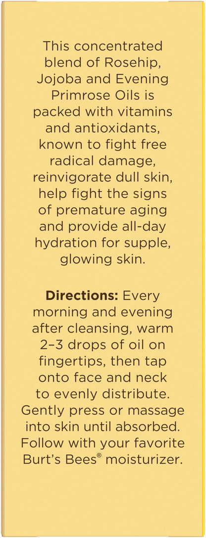 Burt's Bees Gua Sha Face Oil With Rosehip Seed Extract, Reduces Appearance of Fine Lines and Wrinkles, Use with Ice Roller & Facial Tools, Natural Origin Skin Care, 0.51 fl. oz.