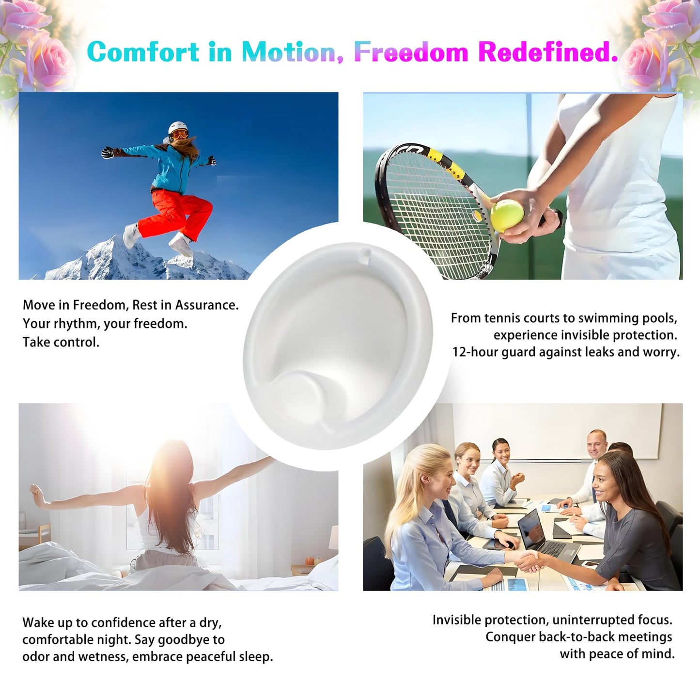 Menstrual Disc Alternative to Tampons | Organic 100% Medical-Grade Silicone | Leak-Free, Reusable & FSA Eligible Feminine Product | Hypoallergenic, BPA-Free, with Sterilizer & Travel Pouch (L)