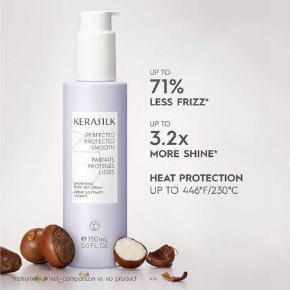Kerasilk Smoothing Blow Dry Cream for Frizz Control & Heat Protection, Vegan & Sulfate Free, 150ml