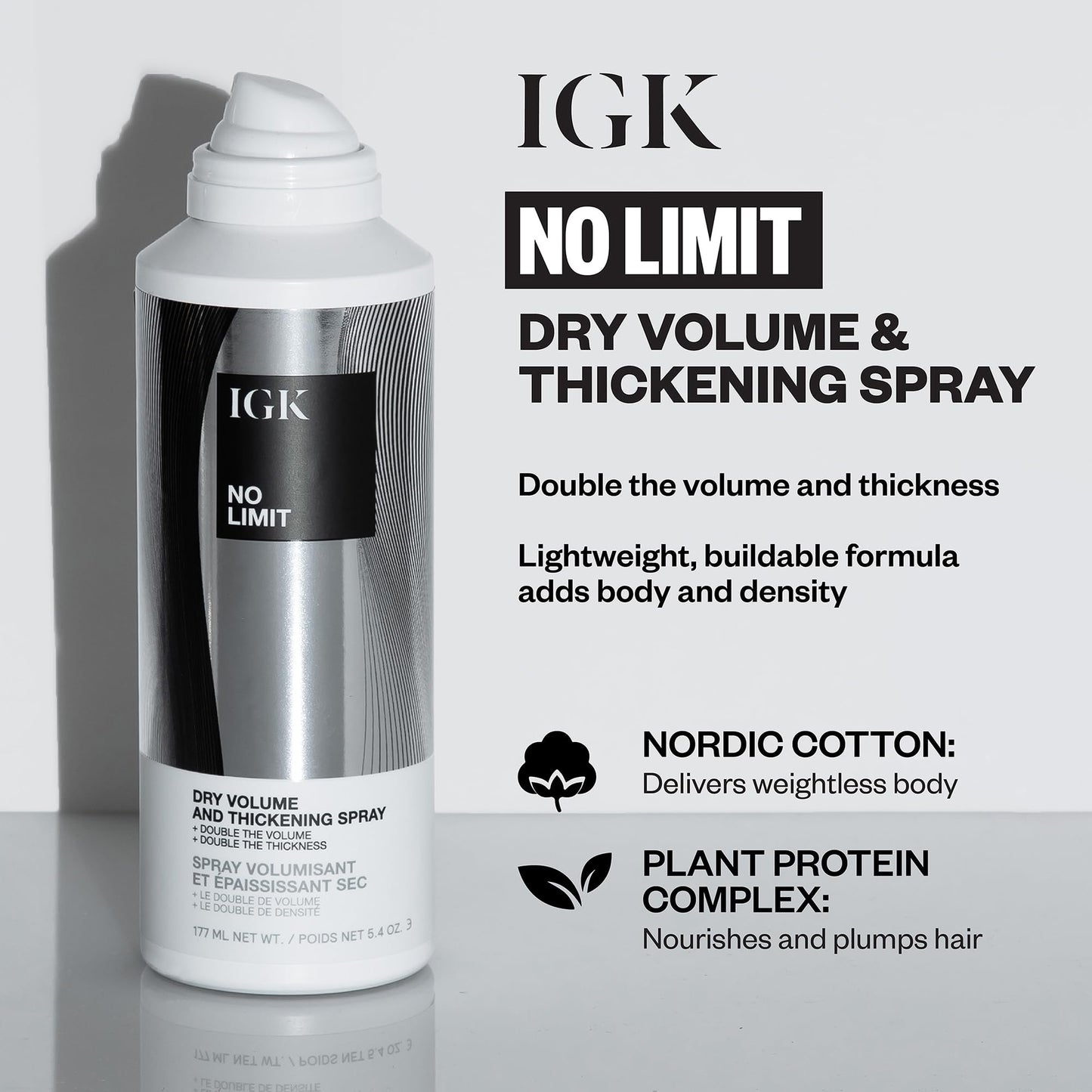 IGK Volume Kit Holiday 2025 – 4-Piece Volumizing Hair Set with NO LIMIT Dry Volume Spray, BODY LANGUAGE Rice Water Mist, PICK ME UP Root Spray & BIG TIME Volume + Thickening Mousse – Full Size