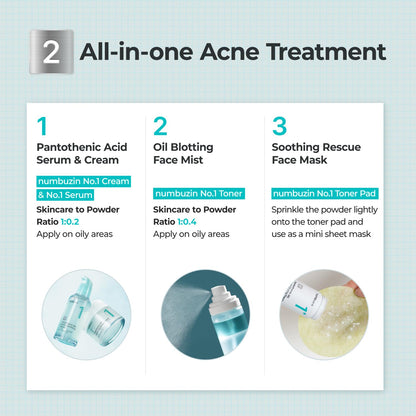 numbuzin No.1 Powder | Pantothenic B5 Active Drying Powder | Spot Treatment Acne, Pantothenic Acid, Niacinamide, Madecassoside | Excess Oil Control, Flattens Cystic Acne, Breakouts | 0.24 oz.