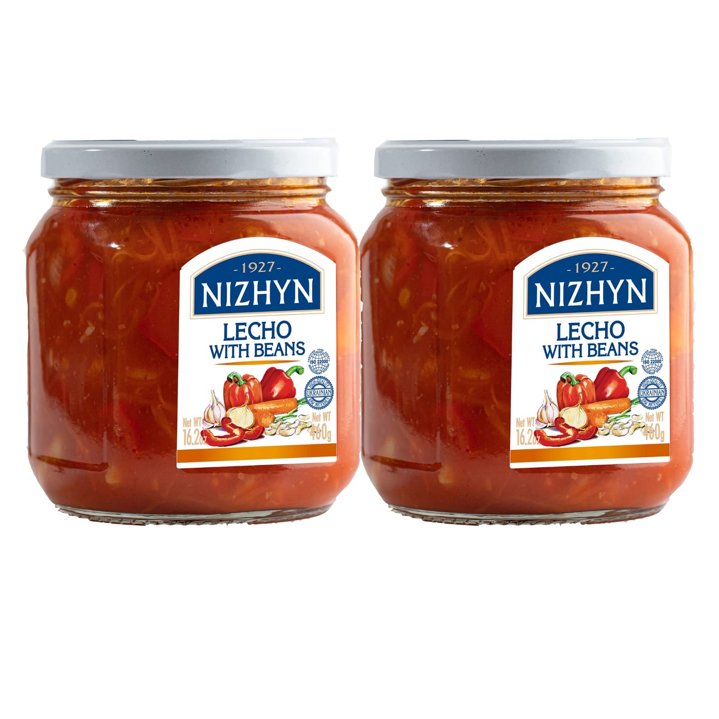 Nezhin Lecho with Beans, Made from Fresh Ingredients, No Added Preservatives, 16.2 oz/460g, Pack of 2