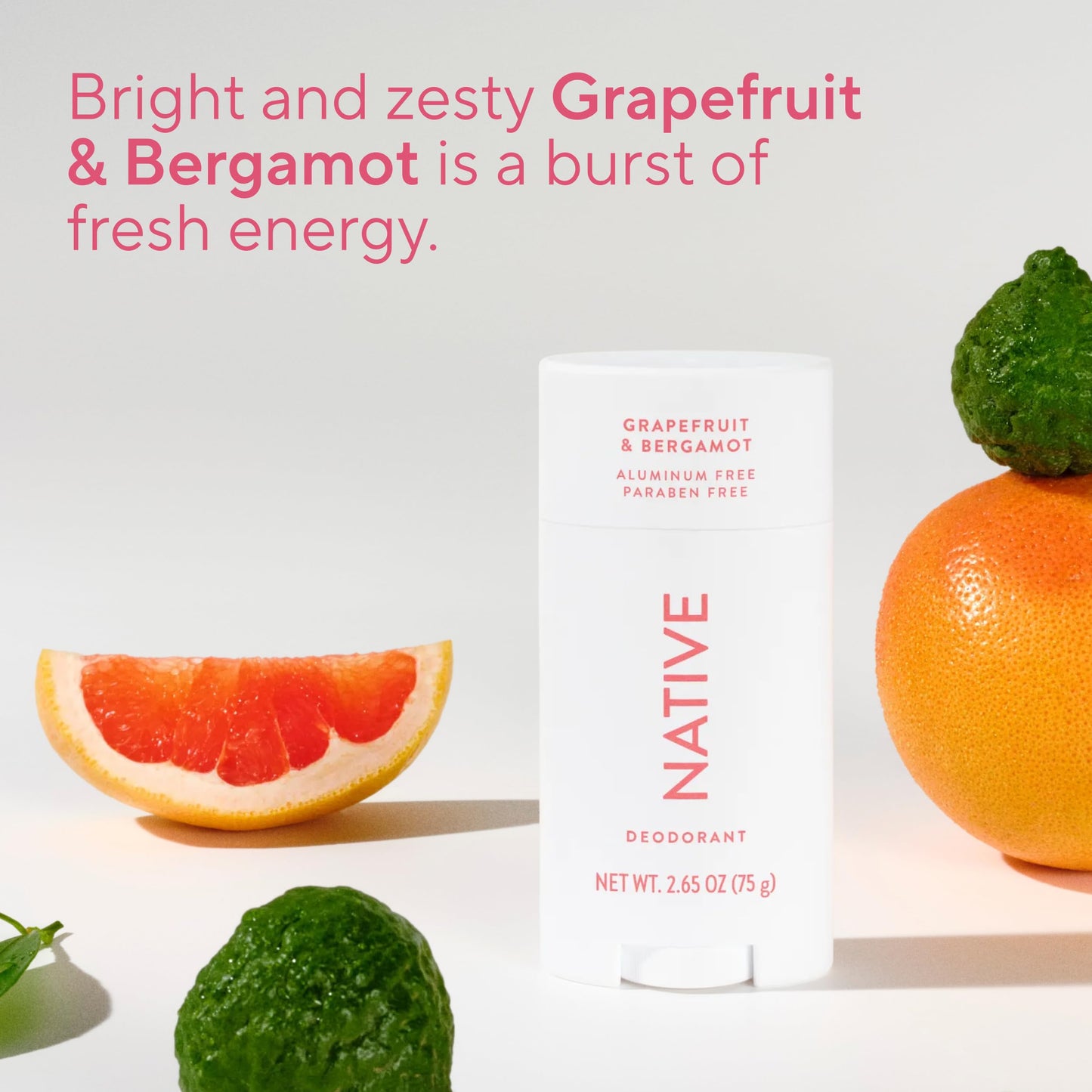 Native Deodorant Contains Naturally Derived Ingredients, 72 Hour Odor Control, Deodorant for Women and Men, Aluminum Free, Grapefruit & Bergamot 2.65oz
