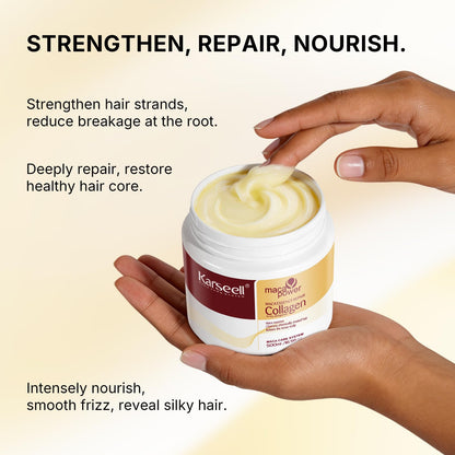 Karseell Collagen Hair Treatment Deep Repair Conditioning Argan Oil Collagen Hair Mask Essence for Dry Damaged Hair All Hair Types 16.90 oz 500ml
