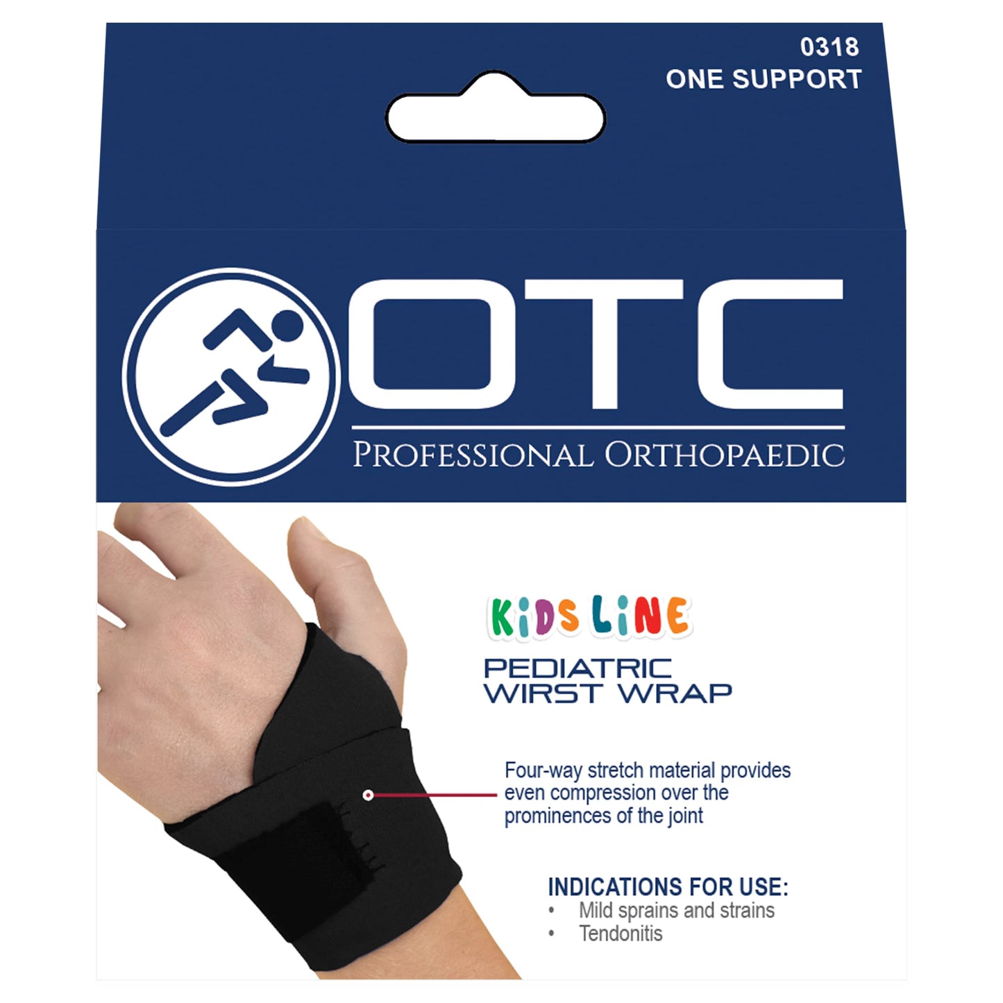 OTC Kidsline Wrist Wrap, Compression Support, Reversible, Adjustable