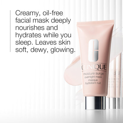 Clinique Moisture Surge Oil Free Overnight Face Mask With Aloe Vera For All Skin Types | Hydrating + Plumping, 3.4 Fl Oz