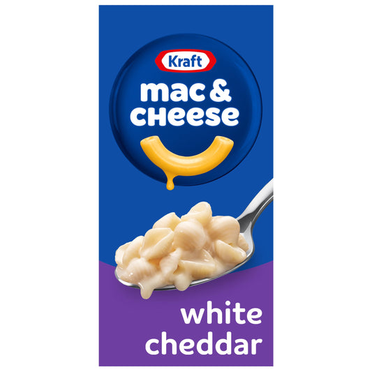 Kraft Mac & Cheese, 1 Box, for Easy Dinner or Dinner Sides, White Cheddar, No Artificial Flavors, Preservatives or Dyes, 7.3 oz