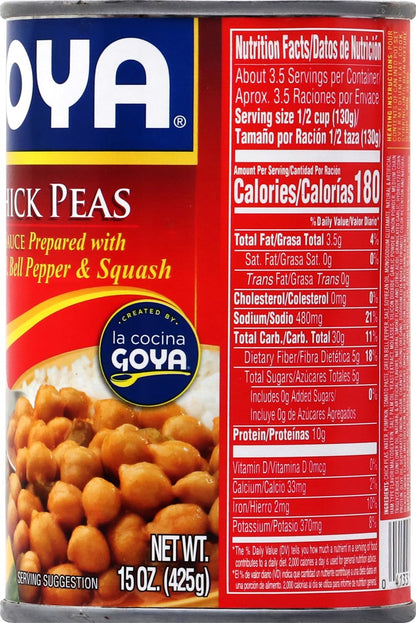 Goya Foods Chick Peas in Sauce (Guisadas), 15-Ounce (Pack of 24)