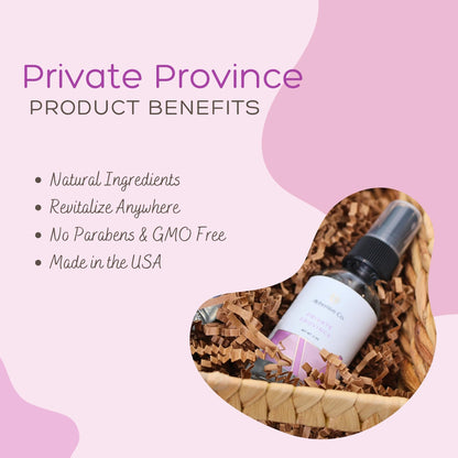 Private Province Organic Feminine Refreshing Spray | Intimate Deodorant & Freshening Mist with Geranium & Lavender Scents - 2 oz Bottle