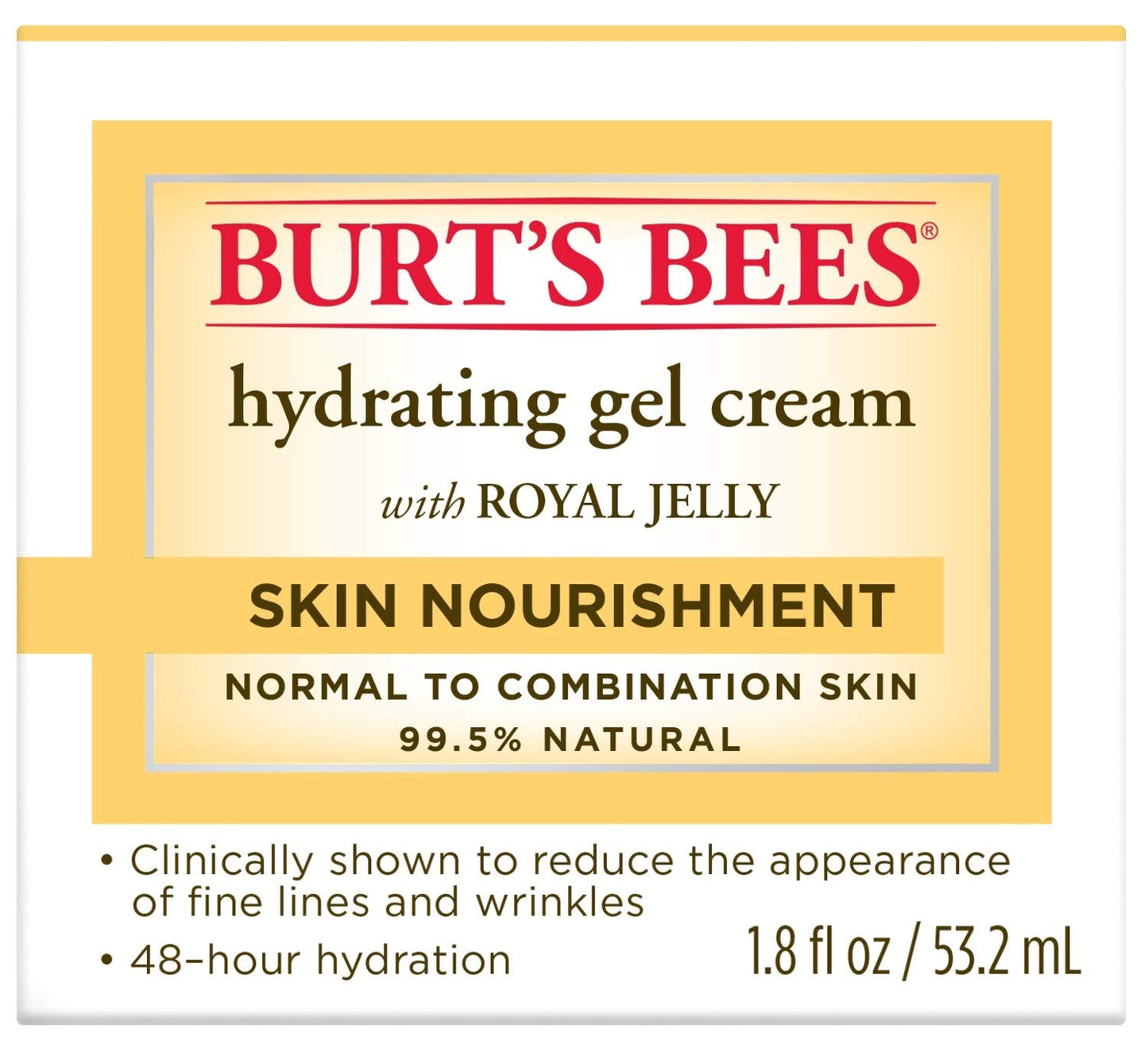 Burt's Bees Skin Nourishment Hydrating Gel Cream for Normal to Combination Skin, 1.8 Oz (Package May Vary)