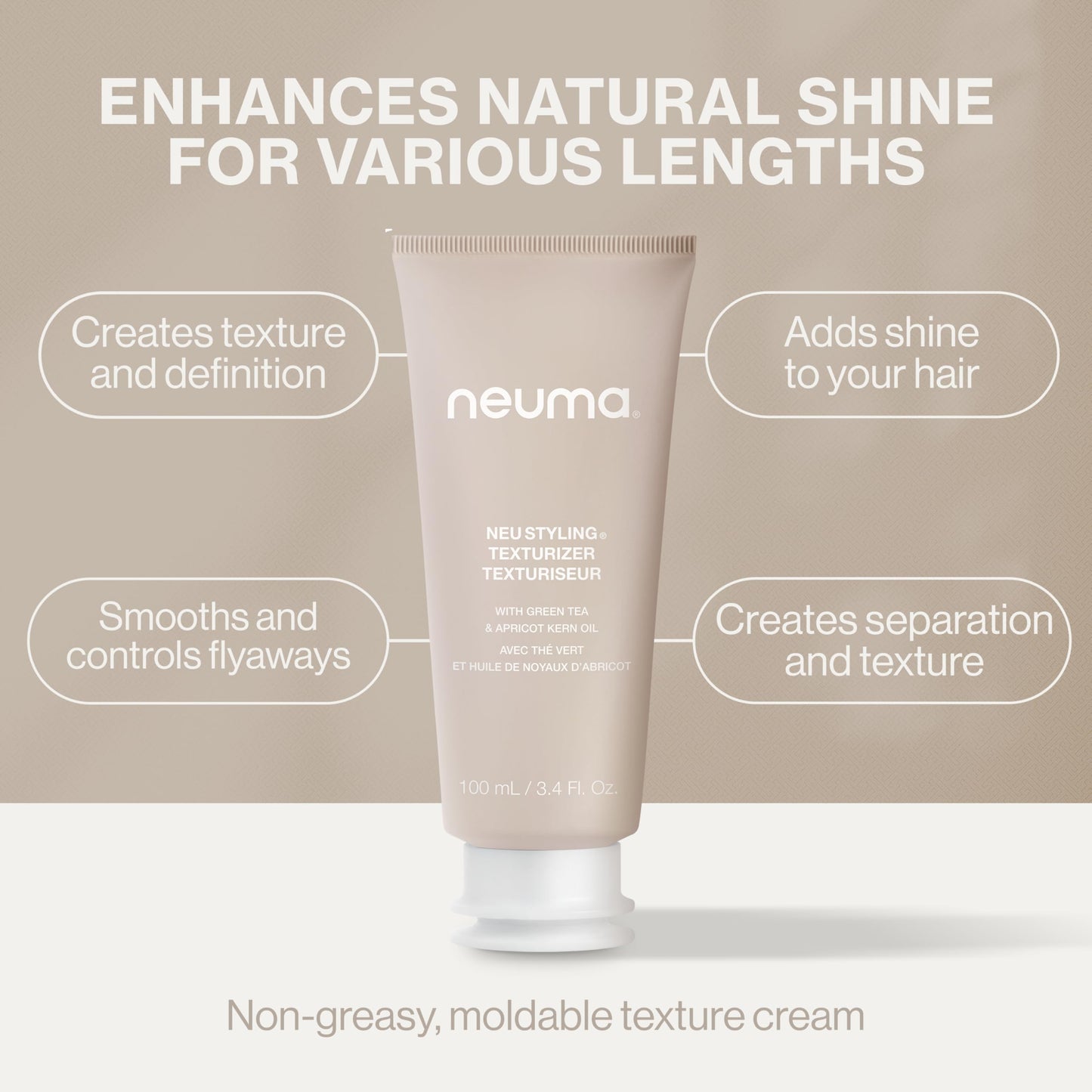 Neuma Neu Styling Hair Texturizer Crème, 3.4 Fl. Oz. Hair Texture Cream with Persimmon Scent