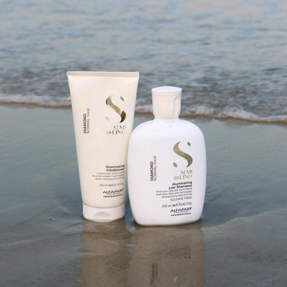 Alfaparf Milano Semi di Lino Diamond Illuminating Shampoo and Conditioner Set - Sulfate Free Shampoo and Conditioner for Color Treated Hair - Adds Brilliant Shine and Softness