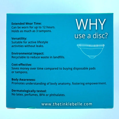 Tinkle Belle Reusable Menstrual Disc| Tampon, Pad, and Cup Alternative | Up to 12 Hour use | Comfortable | Includes Carrying Pouch and Cleaning Brush