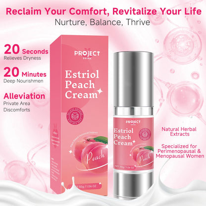 Silky Peach Cream for Women, Vaginal Estrogen Cream for Women Hormone Balance, Relief Menopause Vaginal Dryness & Vaginal Itching (1 fl.oz)
