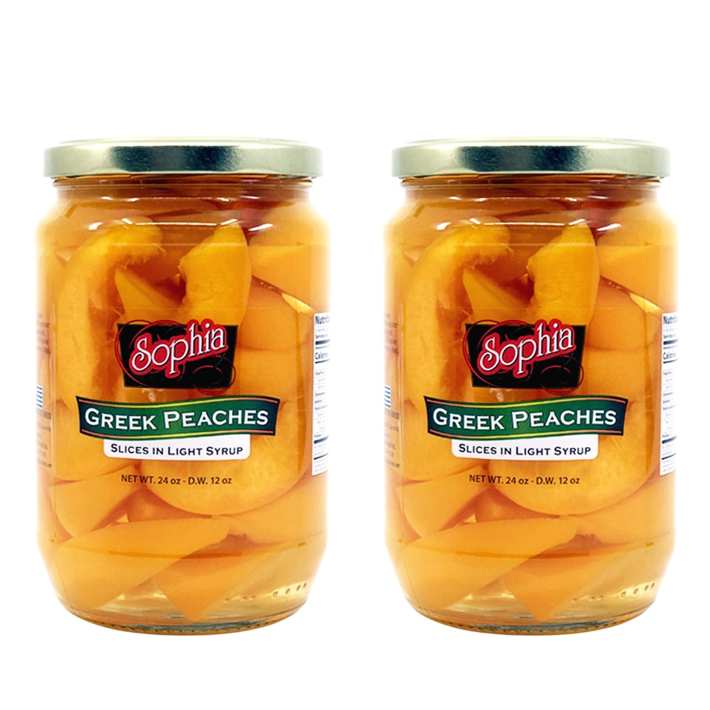 Sophia Greek Peach Slices 24oz (2-pack) | Canned Yellow Peach Slices from Greece in Light Syrup | Fresh Sliced Peaches for Fruit Salad, Pie, & Pantry Staples | Authentic Greek Canned Fruit