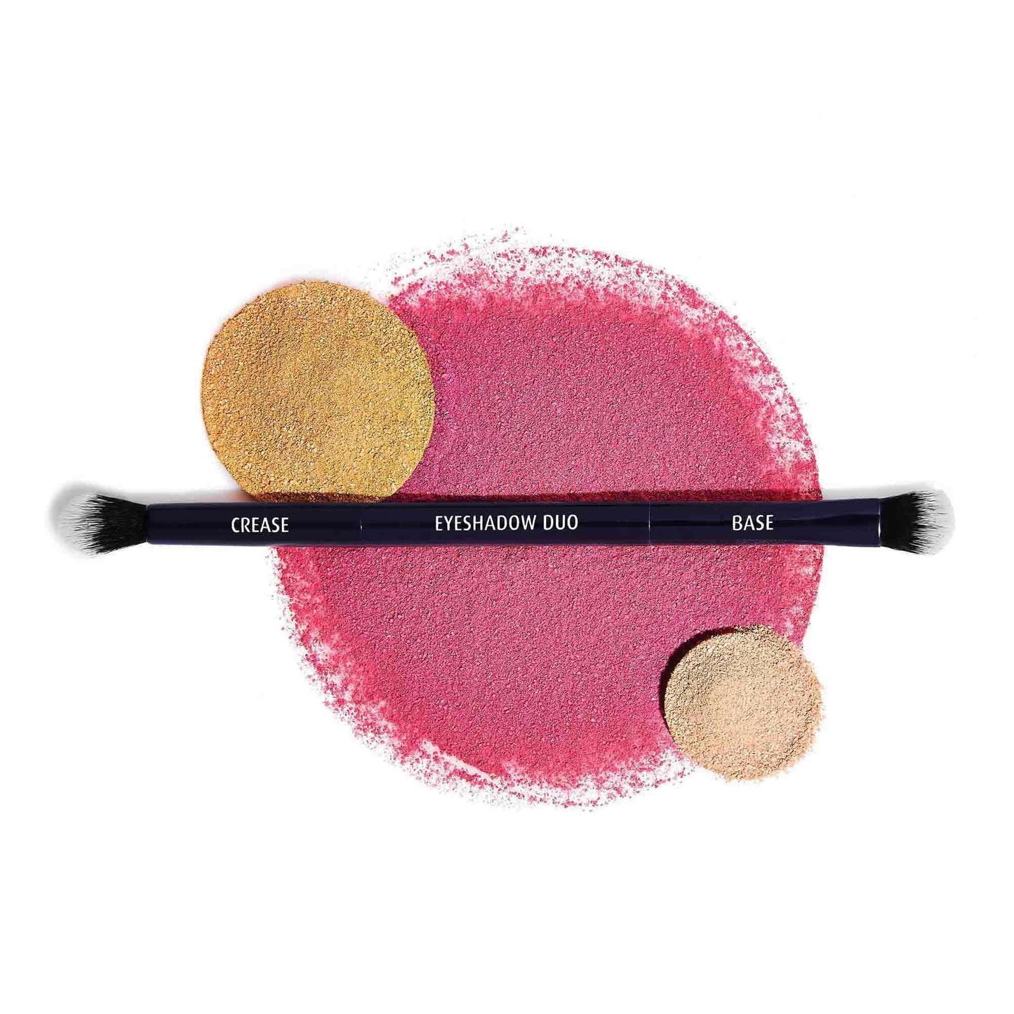 Lune+Aster Eyeshadow Duo Brush | Dual-Ended Brush To Apply And Blend Eyeshadow. Made with Alumium Handle, Vegan Bristles.