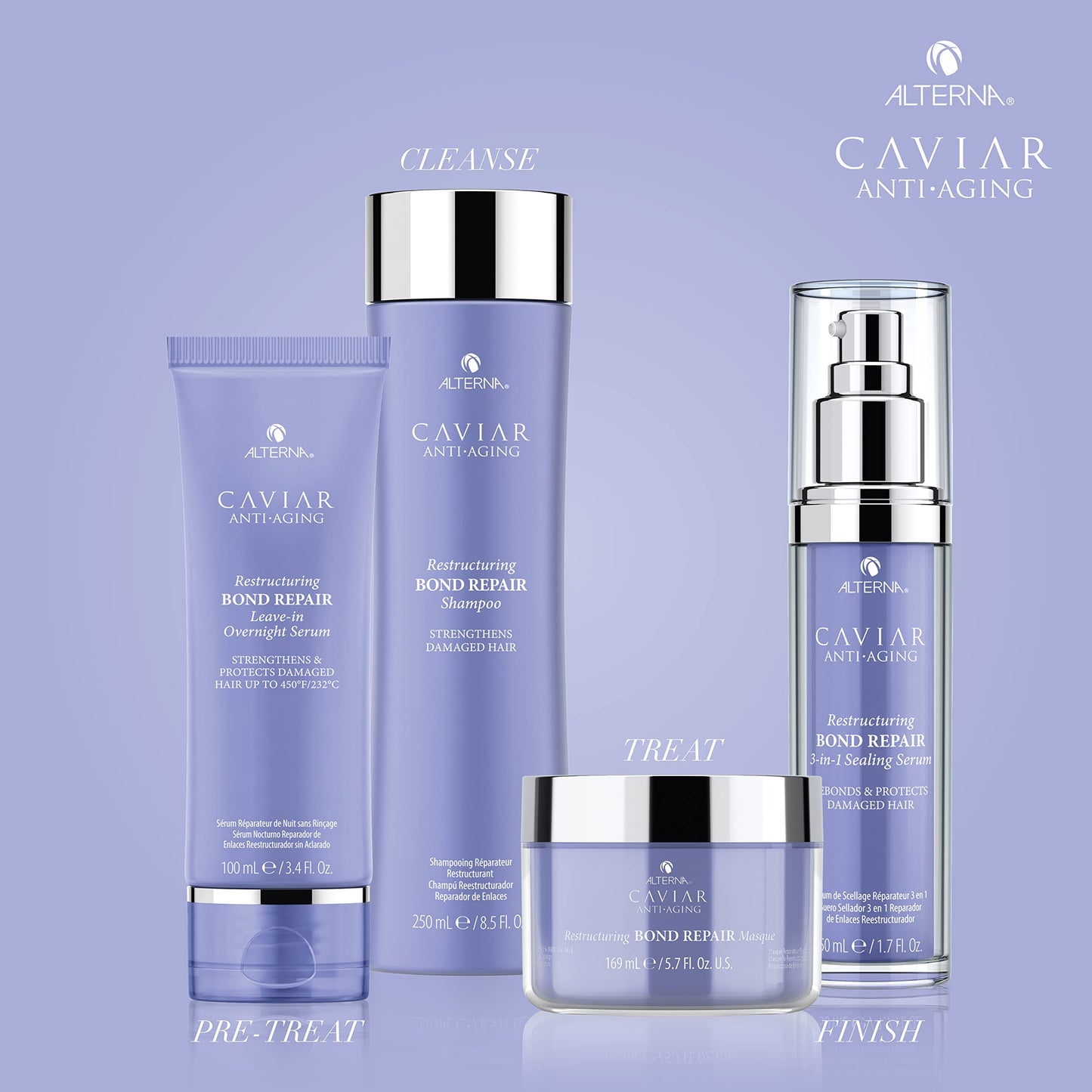 Alterna CAVIAR Anti-Aging Restructuring Bond Repair Shampoo | For Brittle, Damaged and Split Ends | Repairs, Strengthens & Protects Damaged Hair | Sulfate Free