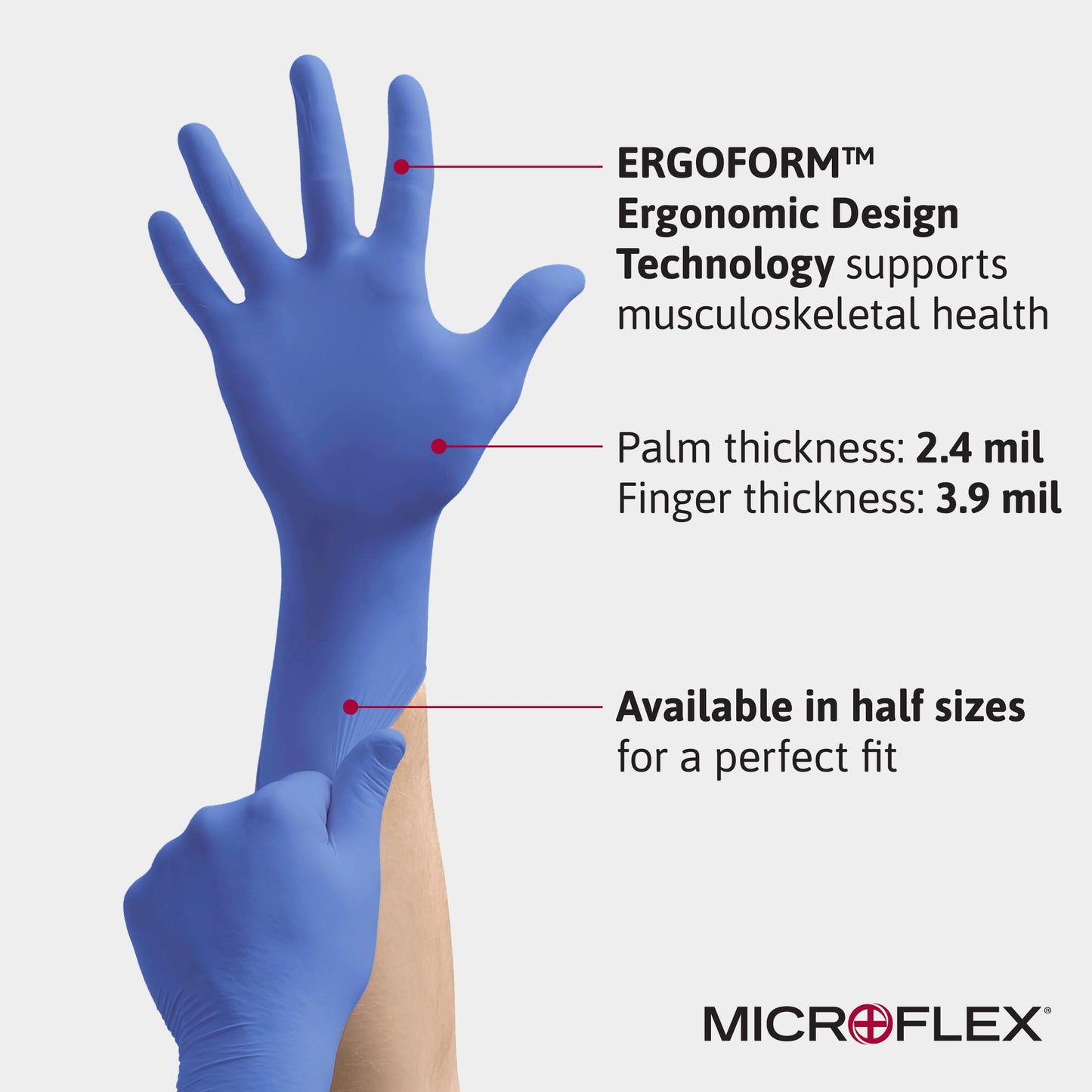 Microflex UF524XS Ultraform Powder Free Nitrile Glove Size Medium Box of 300