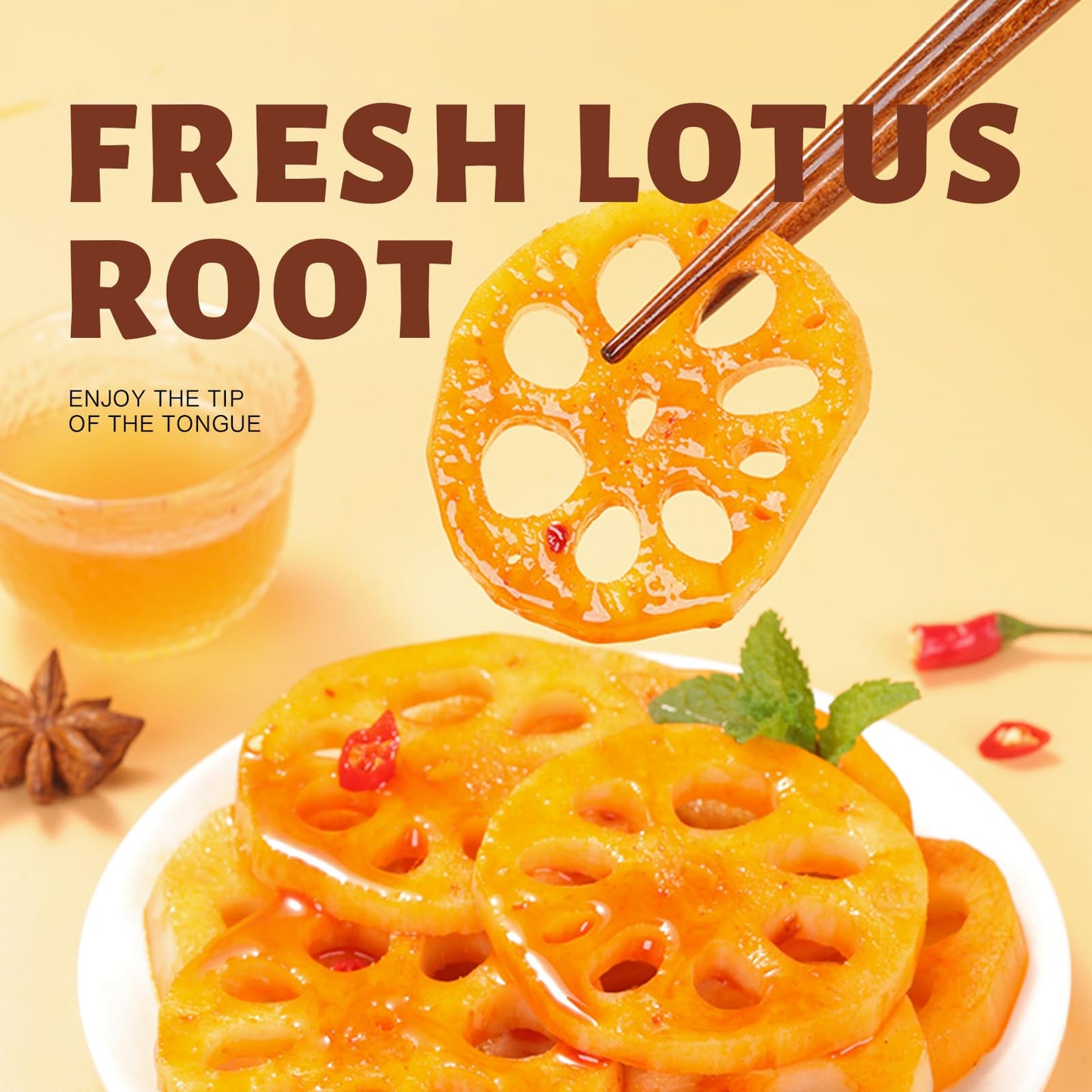 Spicy Lotus Root Slices, Instant Pickles, Waxed Vegetables, Spicy Strips, Casual Food, Tasty Side Dishes, Seasoned Dishes Instant Pouches, Spicy Vegetables, (20 Pouches)