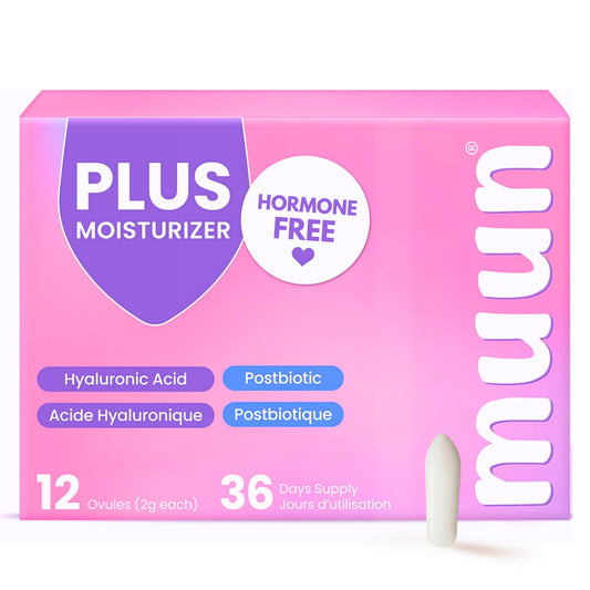 Muun Hyaluronic Acid Vaginal Moisturizer with Postbiotics (12 Count) – Hormone-Free Feminine Care for Daily Moisture & Comfort