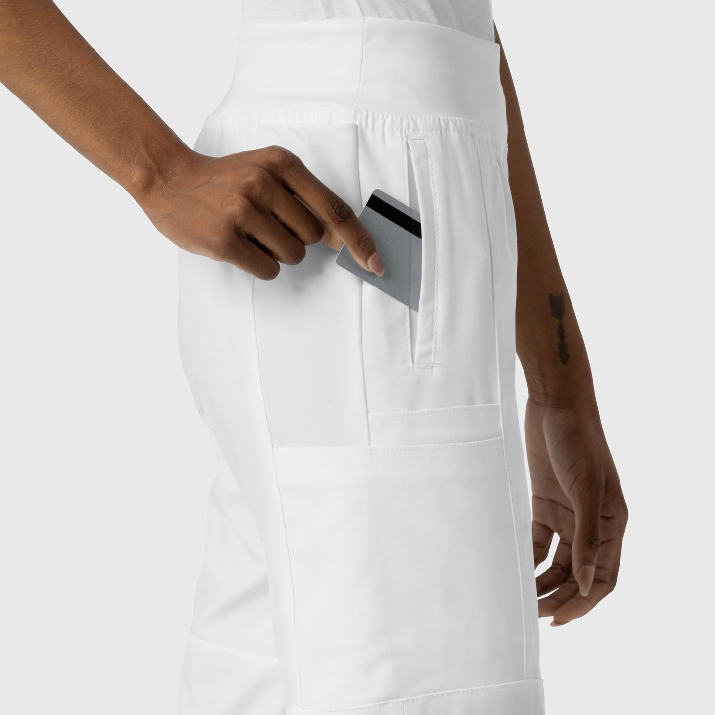 Women's Comfort Waist Cargo Jogger Scrub Pant, White, 3X PET