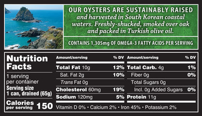 Crown Prince Natural Smoked Oysters in Pure Olive Oil, 3-Ounce Cans (Pack of 18)