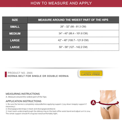OTC Medical Hernia Belt for Single or Double Hernia, Non Abrasive Truss for Inguinal or Scrotal Hernia Support, White, Medium