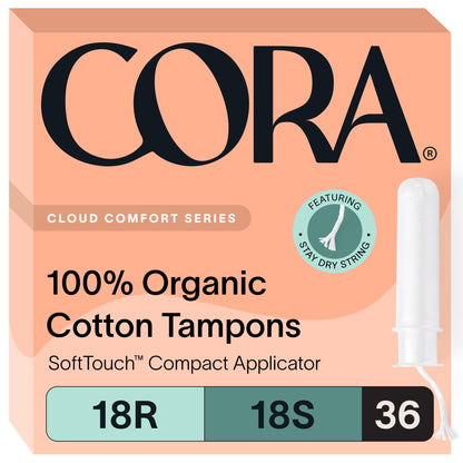 Cora Organic Feminine Care | Applicator Tampon Multipack and Regular No Wings Liners | Ultra-Absorbent, Unscented, Natural, Non-Toxic | 180 Total | Bundle Pack