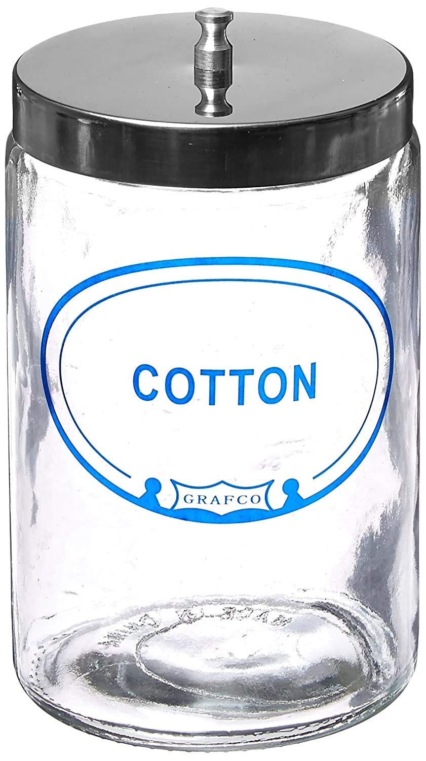 Grafco Glass Sundry Jar – Labeled 'Cotton' – Medical Dressing Storage