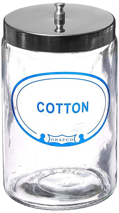 Grafco Glass Sundry Jar – Labeled 'Cotton' – Medical Dressing Storage