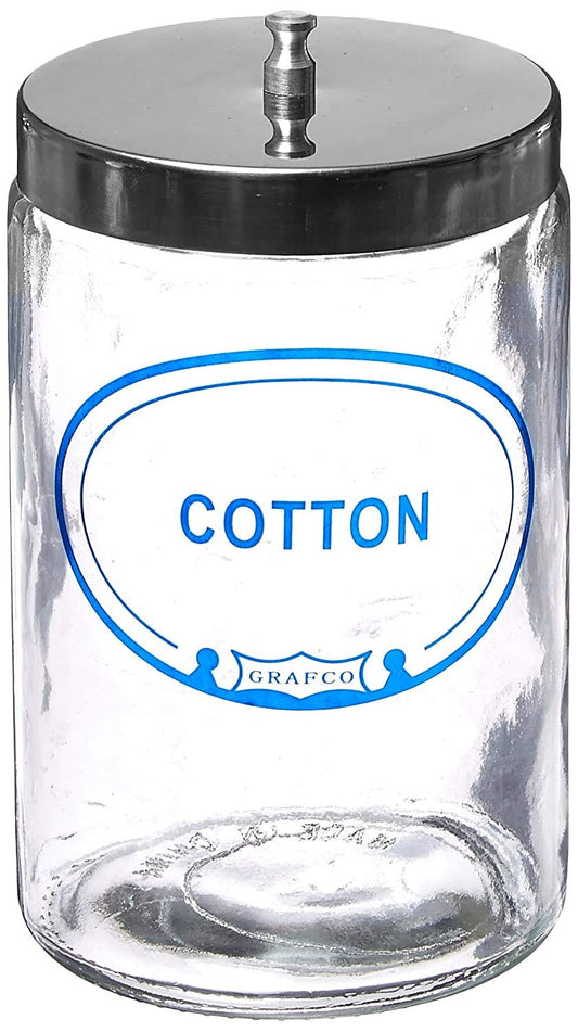 Grafco Glass Sundry Jar – Labeled 'Cotton' – Medical Dressing Storage