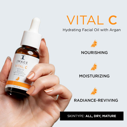 IMAGE Skincare, VITAL C Hydrating Facial Oil with Argan, Grape Seed and Sea Buckthorn Oils, 1 fl oz