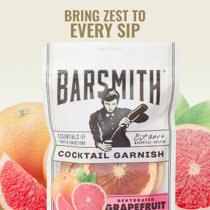 Barsmith Dehydrated Grapefruit, Made with 100% Real Grapefruit, Burst of Citrus Flavor, Perfect for Mocktail, Cocktail Garnish & Culinary Dishes, Ideal for Home & Bar Use, 1.6 oz