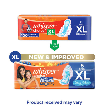 Whisper Choice Sanitary Pads for Women, XL 6 Napkins