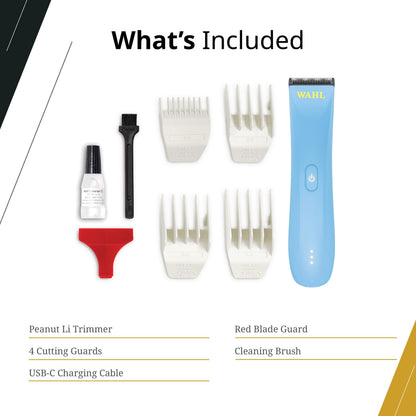 Wahl Professional Peanut Li Cordless Trimmer, Lightweight & Compact, High-Powered Rotary Motor, USB-C Quick Charge, Blue