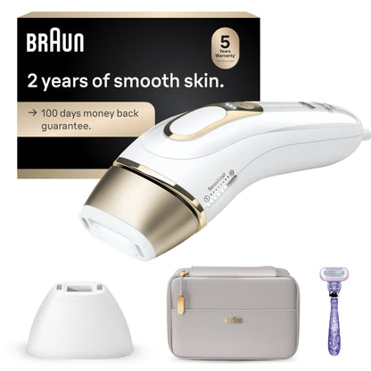 Braun IPL, Silk·Expert Pro 5, IPL Hair Removal for Women and Men, Permanent Laser Hair Reduction At-Home, 2 Heads, Pouch, Venus Razor, IPL5157