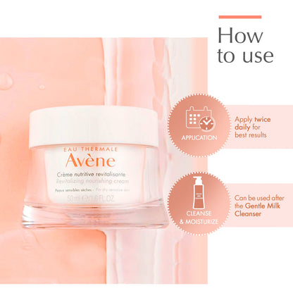 Avène Revitalizing Nourishing Cream, Ultra Nourishing Face Moisturizer, Non-comedogenic 1.6 Fl Oz